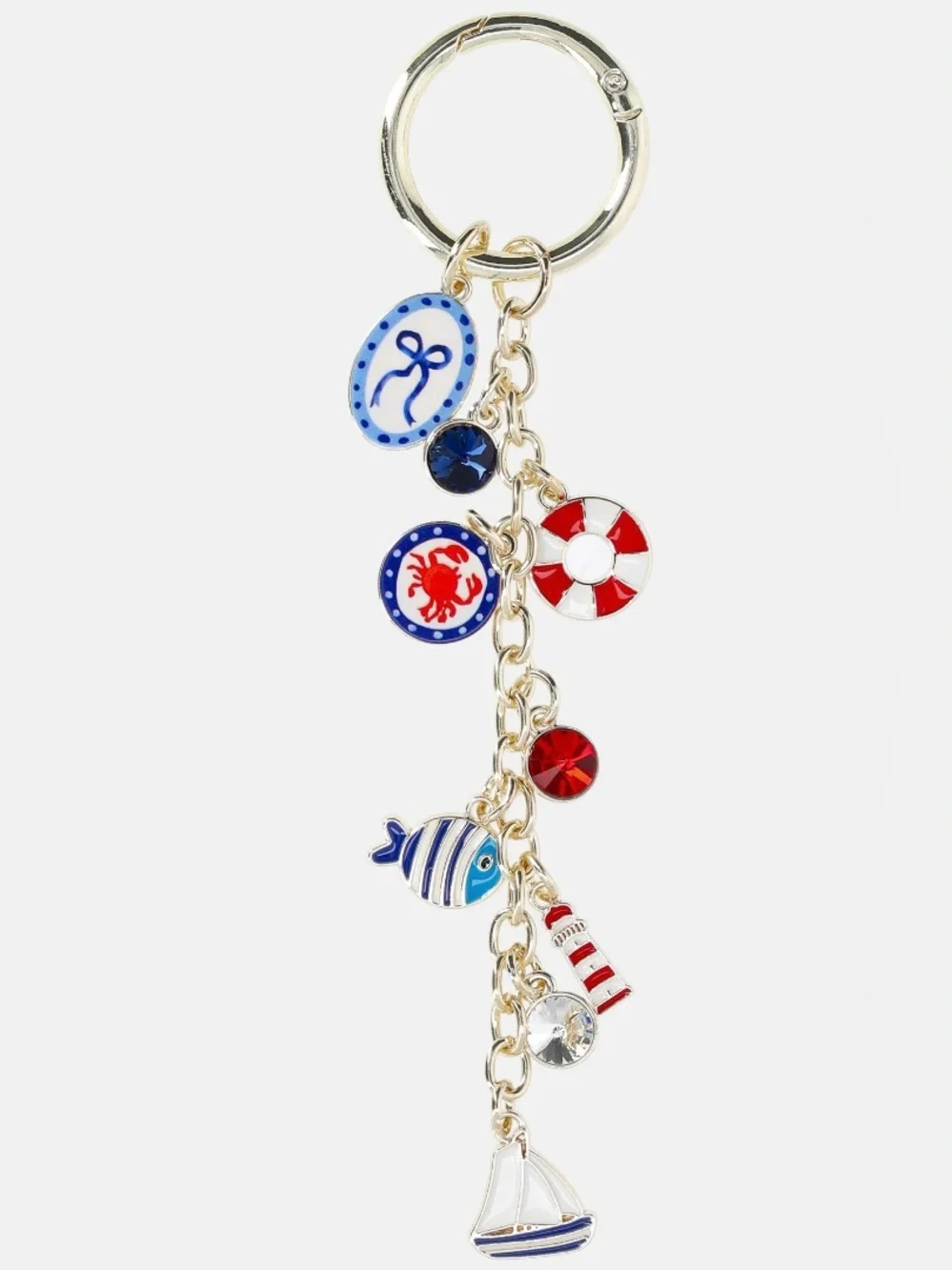 NWT Bag Charm Nautical Charm Keychain with Red, Blue & White Accents